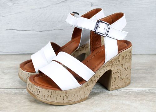 Velora Linea – sandale damă din piele naturală cu platformă în alb elegant