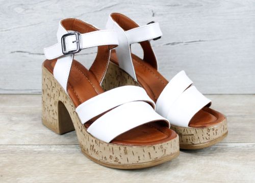 sandale elegante damă cu toc alb