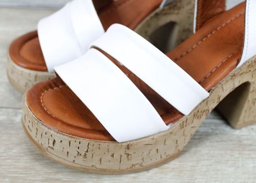 Velora Linea – sandale damă din piele naturală cu platformă în alb elegant