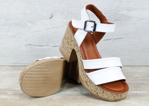 Velora Linea – sandale damă din piele naturală cu platformă în alb elegant