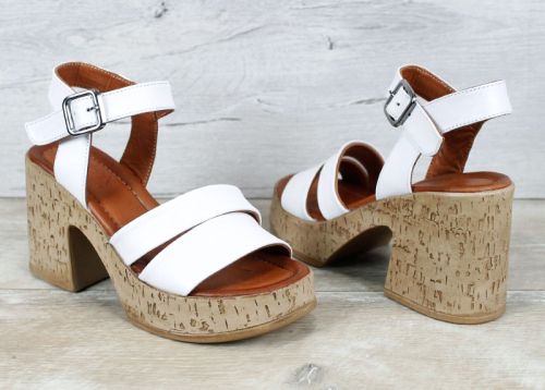 Velora Linea – sandale damă din piele naturală cu platformă în alb elegant