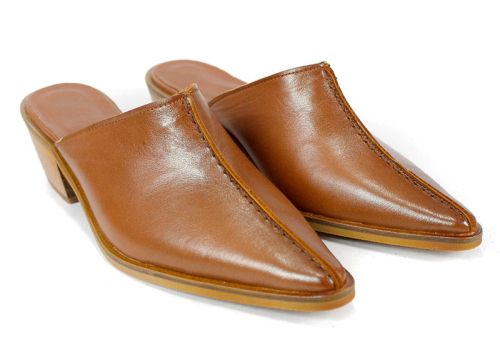 Meliora Grace – sabo damă din piele naturală maro caramel cu design elegant