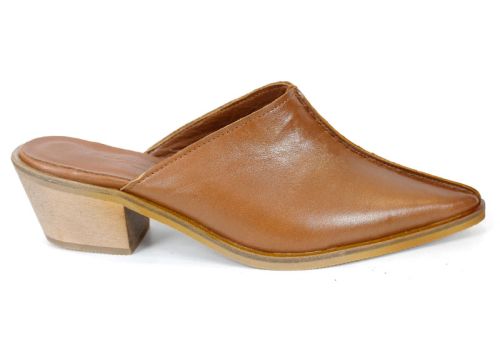 Meliora Grace – sabo damă din piele naturală maro caramel cu design elegant