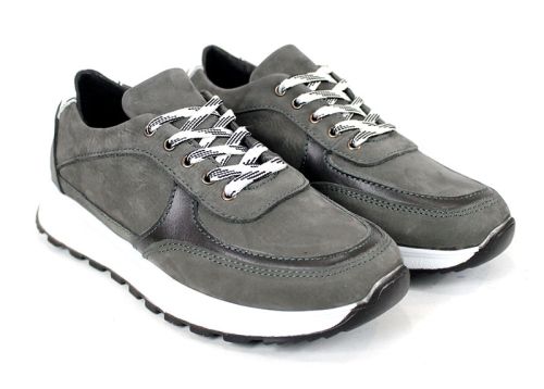 Tano Drift – sneakers bărbați din nubuc natural gri cu design modern
