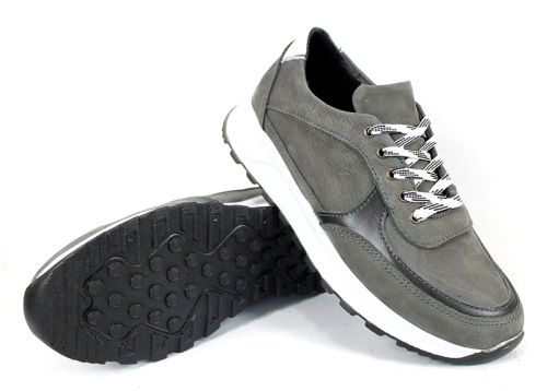 Tano Drift – sneakers bărbați din nubuc natural gri cu design modern