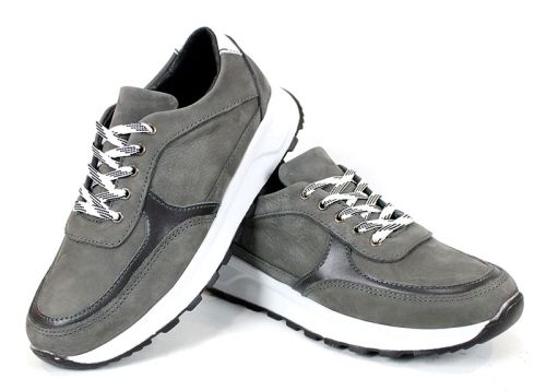 Tano Drift – sneakers bărbați din nubuc natural gri cu design modern