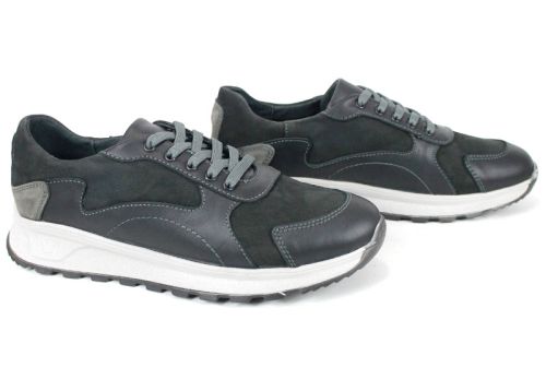 Reno Craft – pantofi sport-eleganți pentru bărbați din piele naturală și nubuc negru