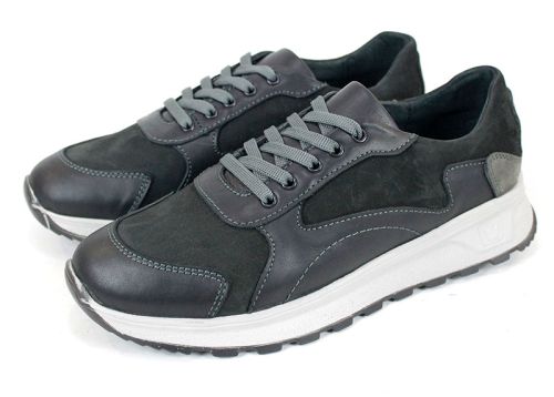 Reno Craft – pantofi sport-eleganți pentru bărbați din piele naturală și nubuc negru