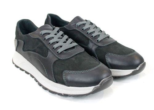 Reno Craft – pantofi sport-eleganți pentru bărbați din piele naturală și nubuc negru