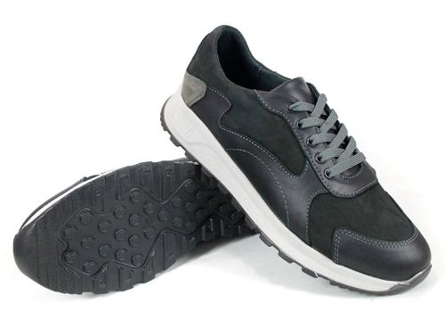 Reno Craft – pantofi sport-eleganți pentru bărbați din piele naturală și nubuc negru