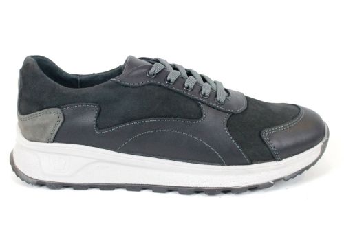 Reno Craft – pantofi sport-eleganți pentru bărbați din piele naturală și nubuc negru