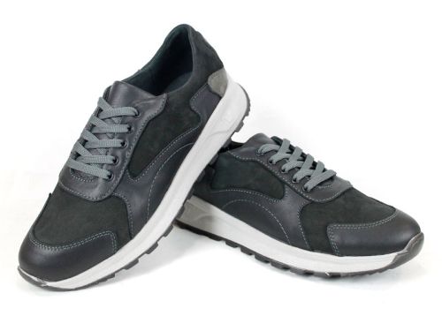 Reno Craft – pantofi sport-eleganți pentru bărbați din piele naturală și nubuc negru