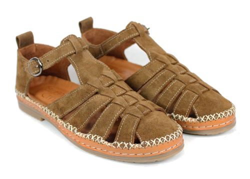 Novira Sense – sandale damă din velur natural maro deschis cu confort autentic