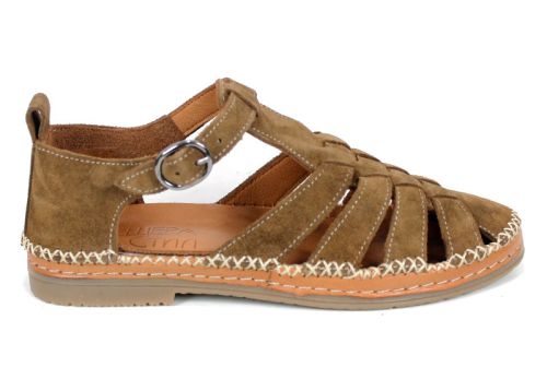 sandale damă velur natural maro deschis