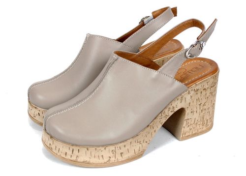 Zarela Touch – sabo damă pe platformă din piele naturală culoare vizon, stil modern