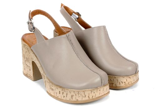 Zarela Touch – sabo damă pe platformă din piele naturală culoare vizon, stil modern