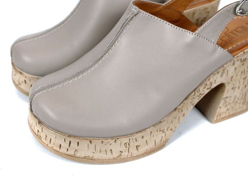 Zarela Touch – sabo damă pe platformă din piele naturală culoare vizon, stil modern