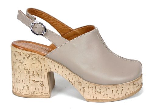 Zarela Touch – sabo damă pe platformă din piele naturală culoare vizon, stil modern