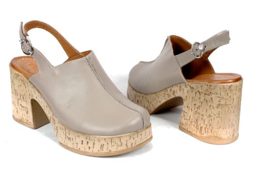 Zarela Touch – sabo damă pe platformă din piele naturală culoare vizon, stil modern