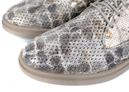 Arlena Pure – pantofi damă din piele naturală perforată cu efect croco auriu