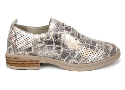 Arlena Pure – pantofi damă din piele naturală perforată cu efect croco auriu