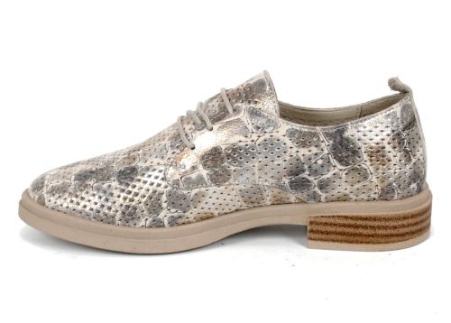 Arlena Pure – pantofi damă din piele naturală perforată cu efect croco auriu