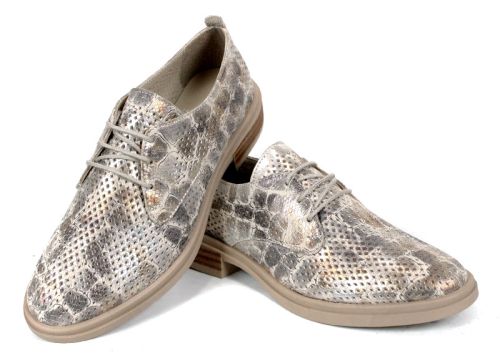 Arlena Pure – pantofi damă din piele naturală perforată cu efect croco auriu