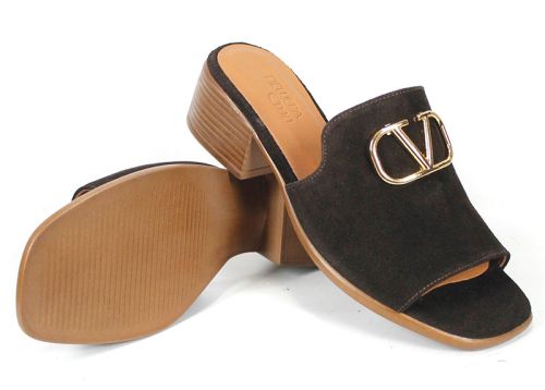 papuci eleganți damă maro