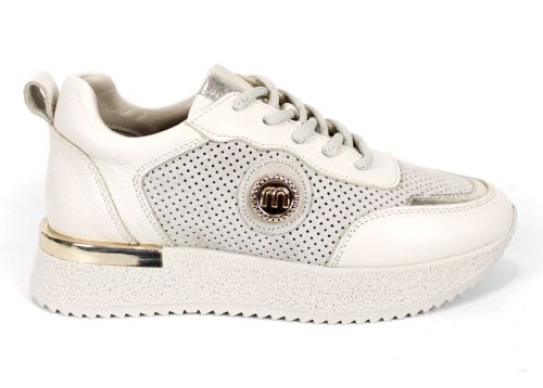 Vela Form – sneakerși damă din piele naturală și velur bej cu perforații