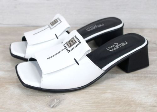 Mirela Doro – papuci damă din piele naturală cu toc, albi