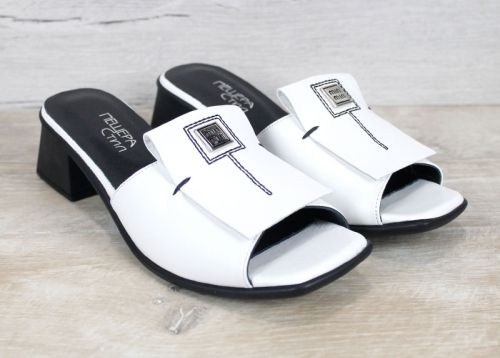 Mirela Doro – papuci damă din piele naturală cu toc, albi