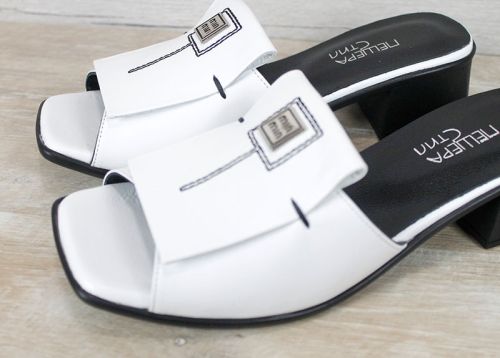 Mirela Doro – papuci damă din piele naturală cu toc, albi