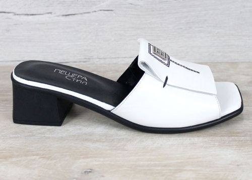 Mirela Doro – papuci damă din piele naturală cu toc, albi