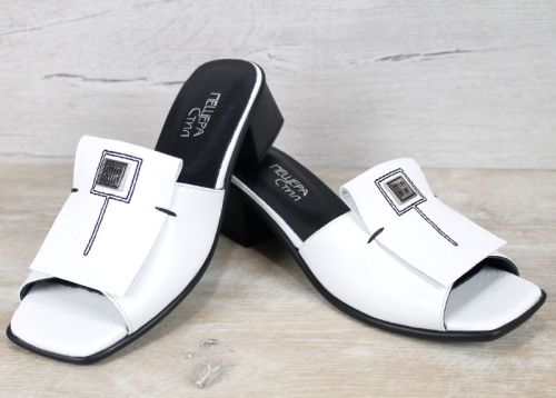 Mirela Doro – papuci damă din piele naturală cu toc, albi