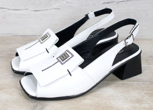 Orlina Vero – sandale damă din piele naturală albă cu toc