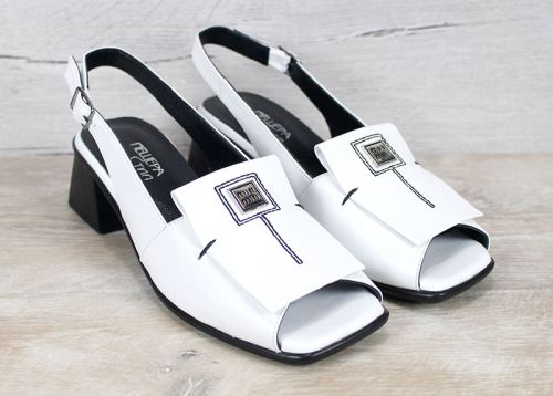 Orlina Vero – sandale damă din piele naturală albă cu toc