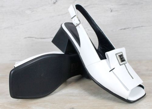 Orlina Vero – sandale damă din piele naturală albă cu toc