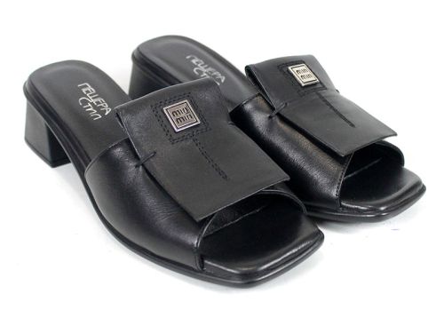 Елегантен акцент Mirela Doro – дамски чехли от естествена кожа в черно