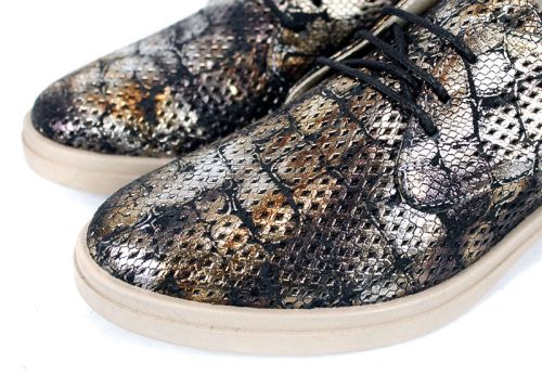 pantofi imprimeu crocodil aurii
