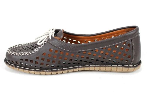 Pantofi de vară Nerisa Flow din piele naturală albastru deschis cu perforații florale