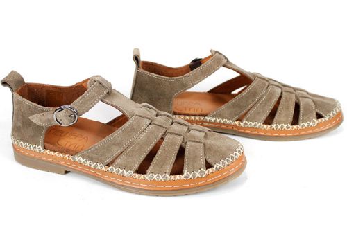 Sandale damă Novira Sense din piele velur – nuanță vizon