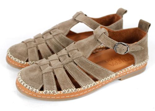 Sandale damă Novira Sense din piele velur – nuanță vizon