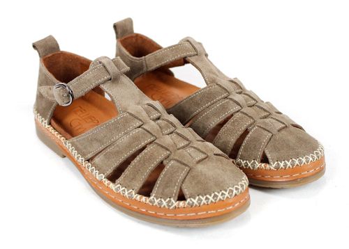 Sandale damă Novira Sense din piele velur – nuanță vizon