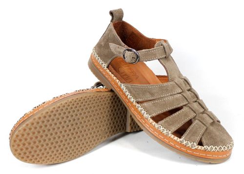 Sandale damă Novira Sense din piele velur – nuanță vizon