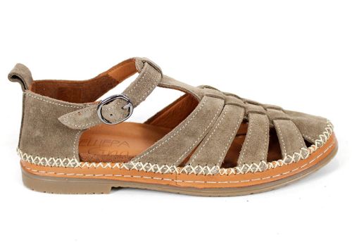 Sandale damă Novira Sense din piele velur – nuanță vizon