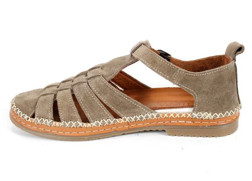 Sandale damă Novira Sense din piele velur – nuanță vizon