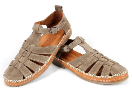 Sandale damă Novira Sense din piele velur – nuanță vizon