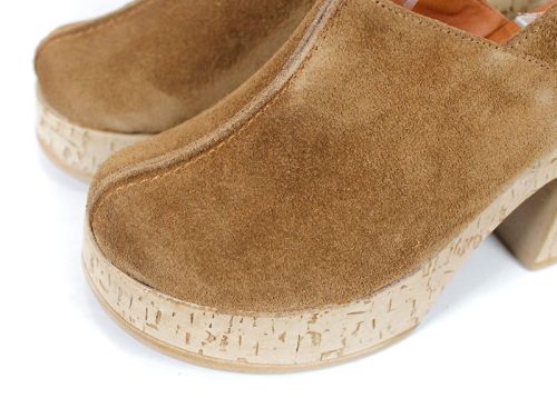 Sabot dama Aura Clara – stil western reinterpretat din piele naturală, culoare bej taupe