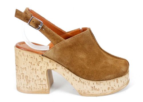 Sabot dama Aura Clara – stil western reinterpretat din piele naturală, culoare bej taupe