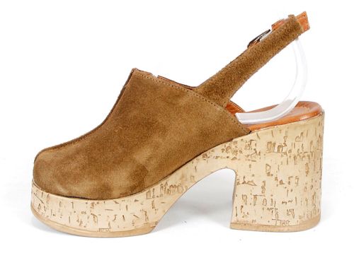 Sabot dama Aura Clara – stil western reinterpretat din piele naturală, culoare bej taupe